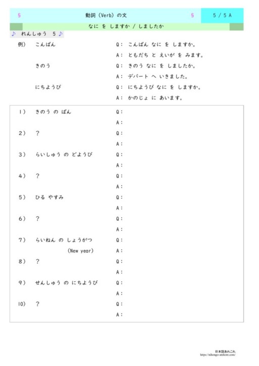 みんなの日本語の教案と教材【第6課】「日常で使う動詞」の教え方 日本語あれこれ