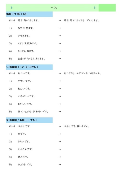 日本語文法の教材「逆接を表す(~ても/~でも)」の教材 | 日本語あれこれ