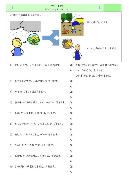 日本語文法の教材「逆接を表す(~ても/~でも)」の教材 | 日本語あれこれ