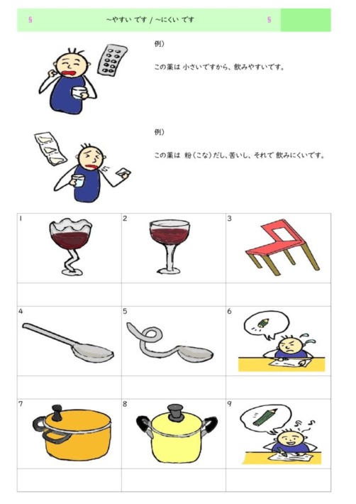 日本語文法の教材「～やすい」「～にくい」の教材 | 日本語あれこれ